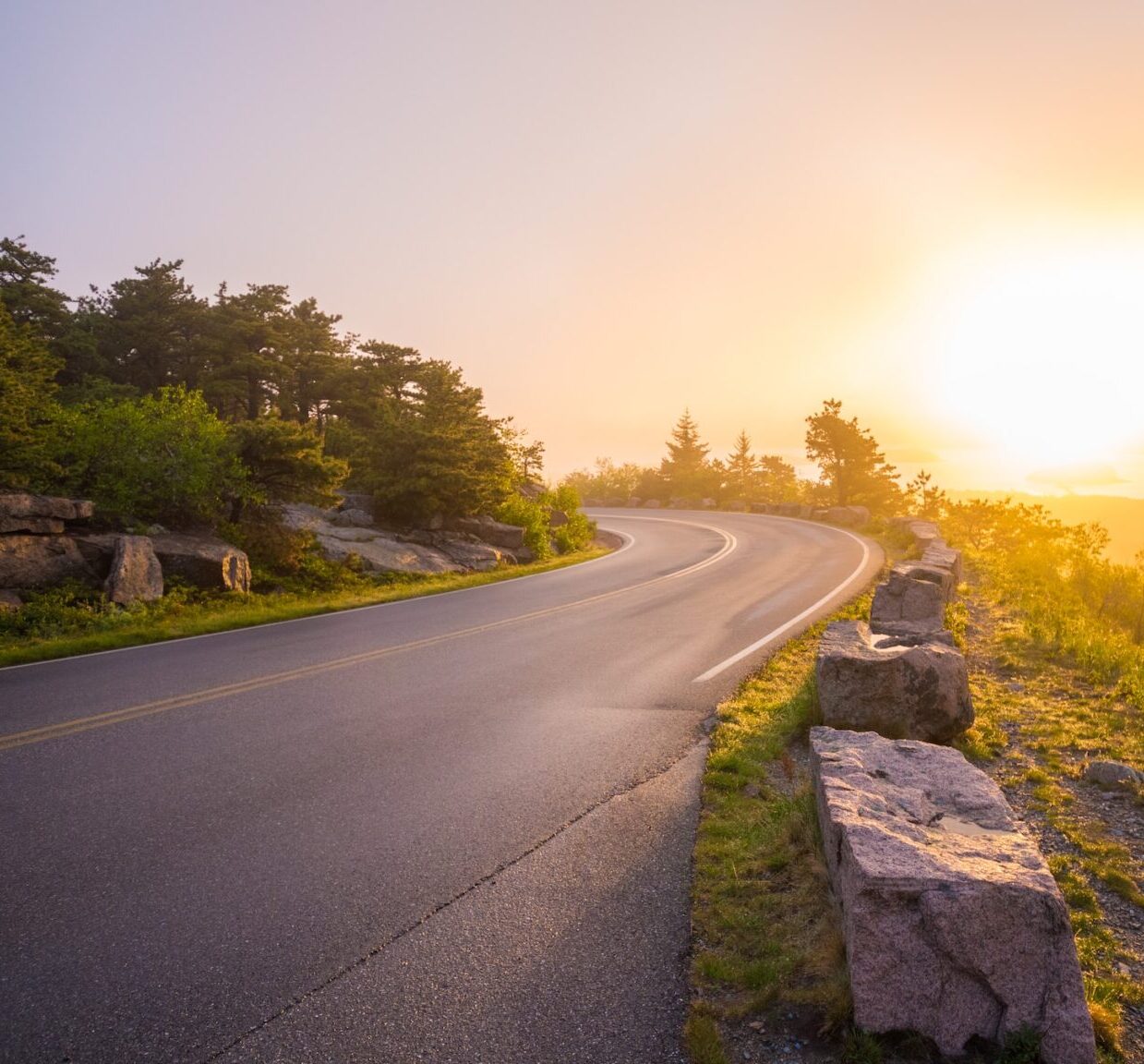 A winding road in North Carolina at sunset. Therapy for codependency. Bilingual therapy for multicultural issues.